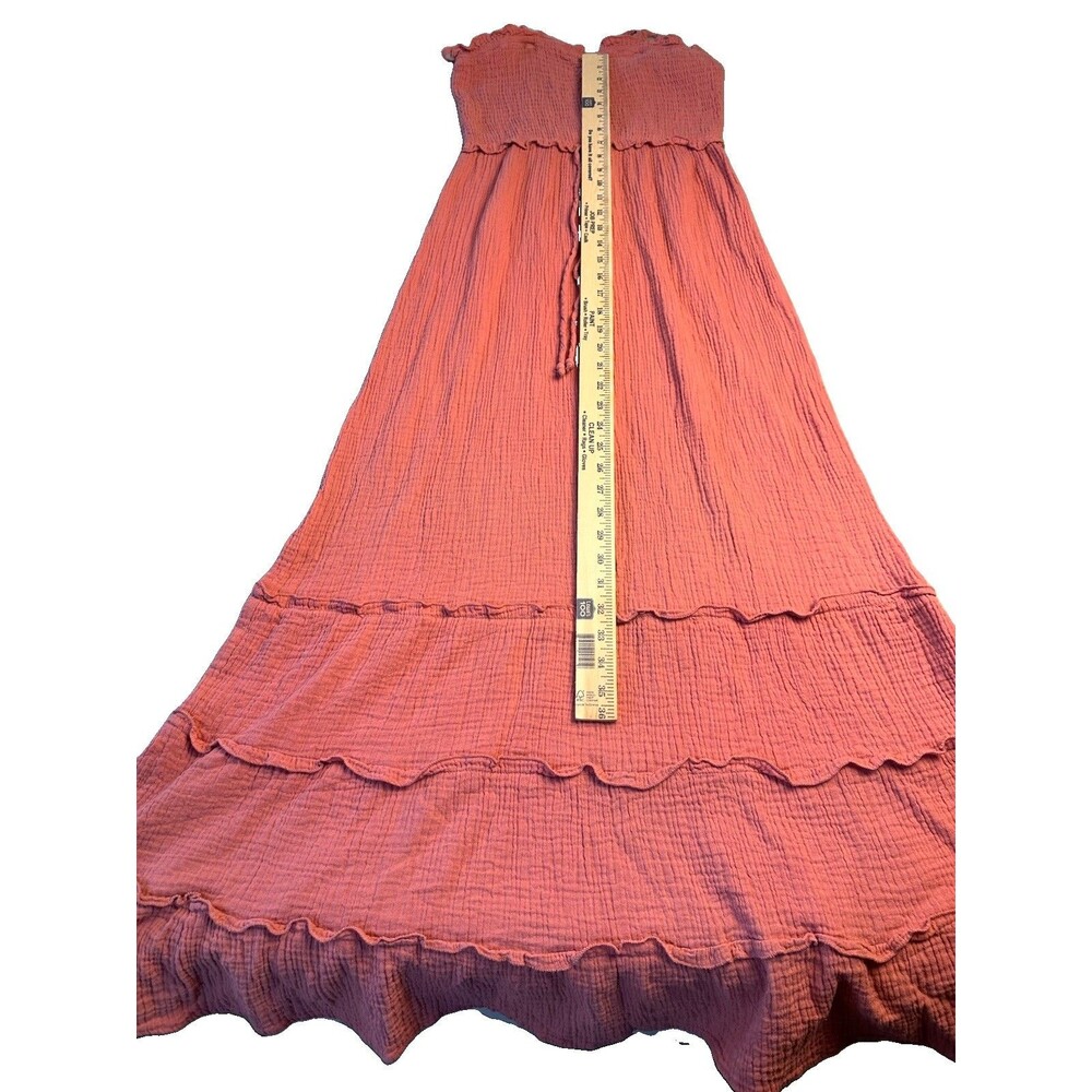 Sim & Sam Dress Pink Tiered Smocked Stretch Maxi Long Removable Straps Size XL - Picture 8 of 11